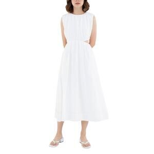 The Editor's Market White Glenis Waist Cut-Out Cotton Maxi Dress-M (6)